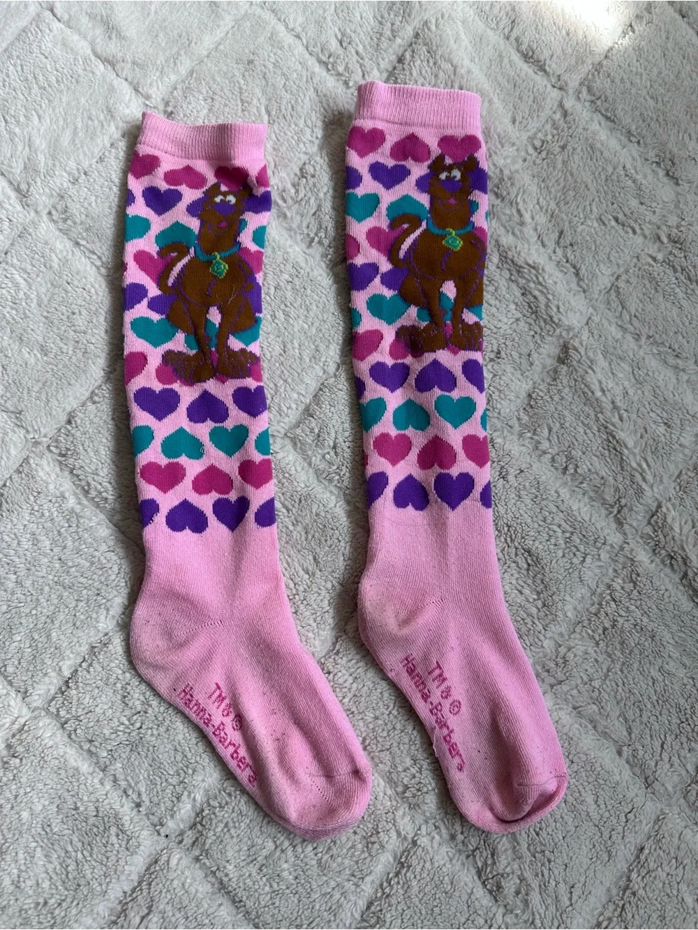 Scooby Doo | Pink Hearts Scooby Doo Knee High Socks | Size Big Kid